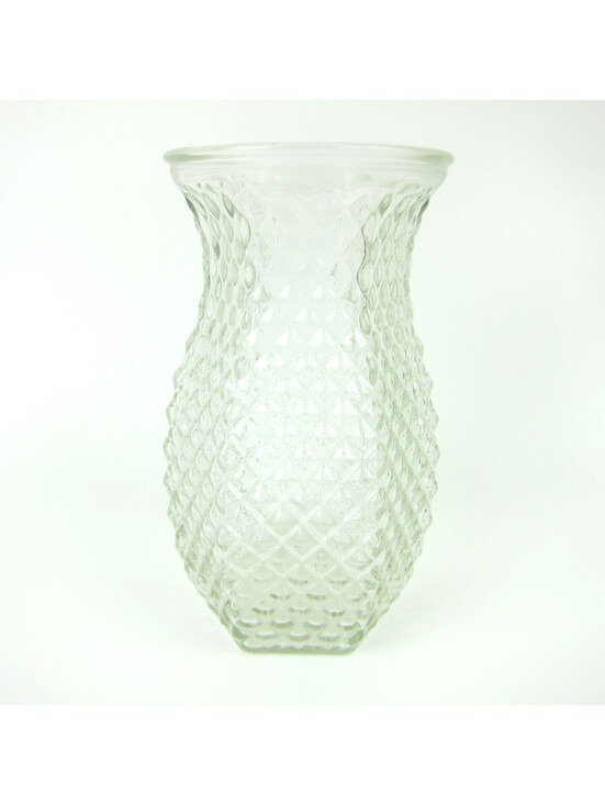 Hoosier Other - Vintage Hoosier Glass Vase Diamond Pattern Pineapple 6" Mid-Century Modern 1950s